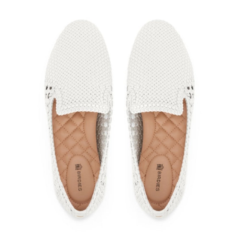 Birdies White Woven Vegan Starling Loafers (7.5) NWOT!